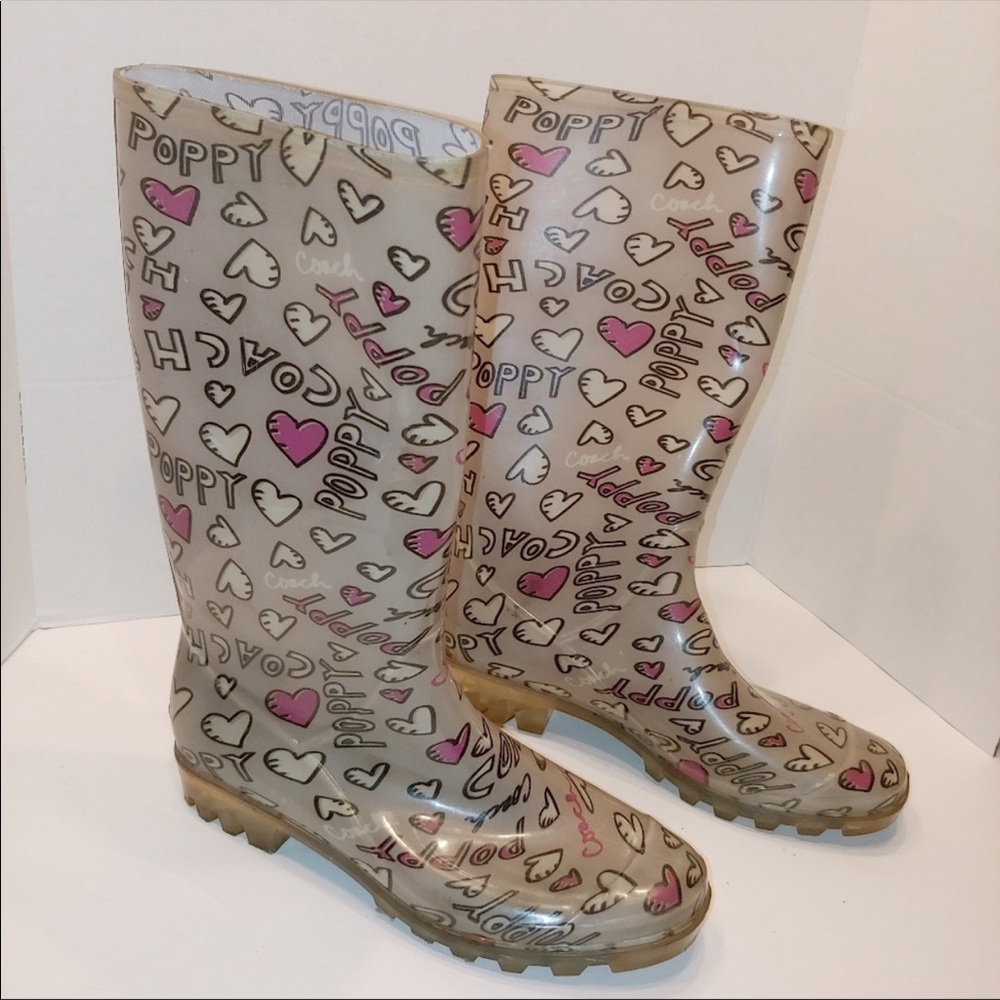 Coach Pixy Poppy Valentine Hearts Rain Boots